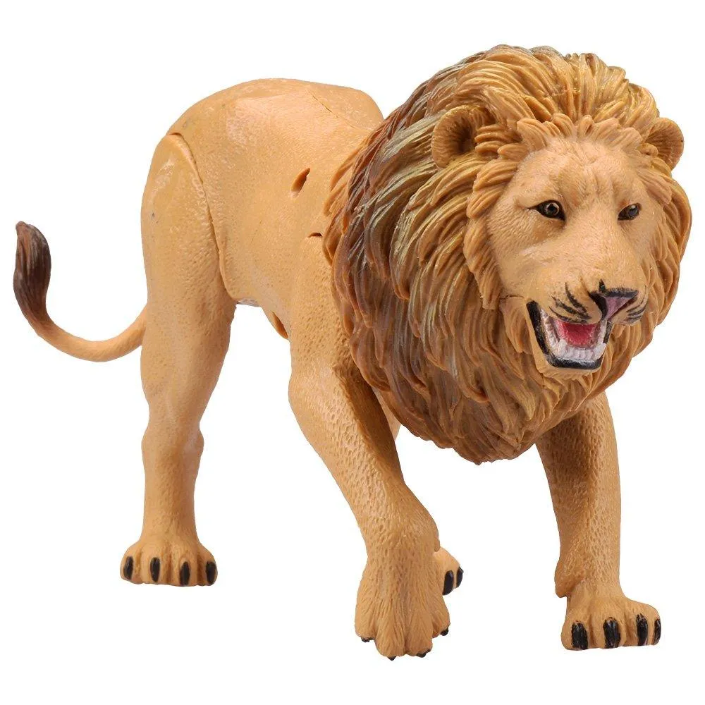 Kid Galaxy Lion, Rhino, Gorilla Plastic Educational Posable Safari Animal Figures (3 Piece), Yellow