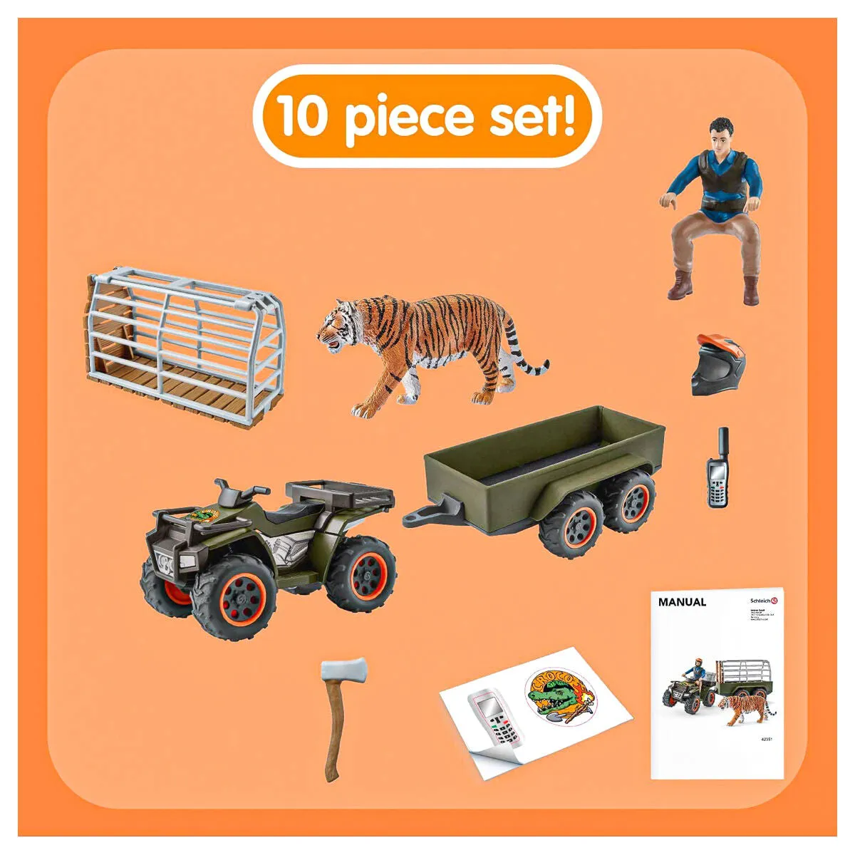Schleich Quad Bike with Trailer and Ranger
